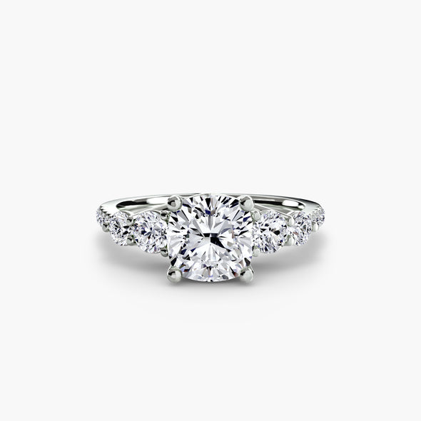 Five Stone Ring with Pavé Band