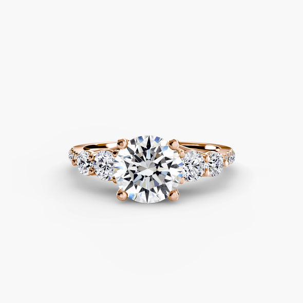 Five Stone Ring with Pavé Band