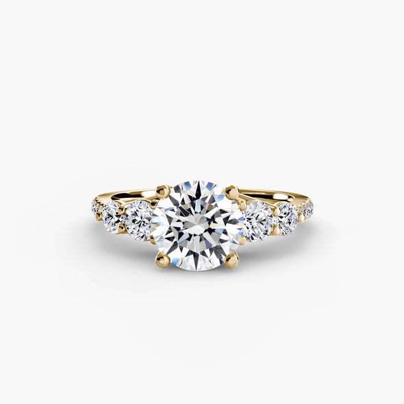 Five Stone Ring with Pavé Band