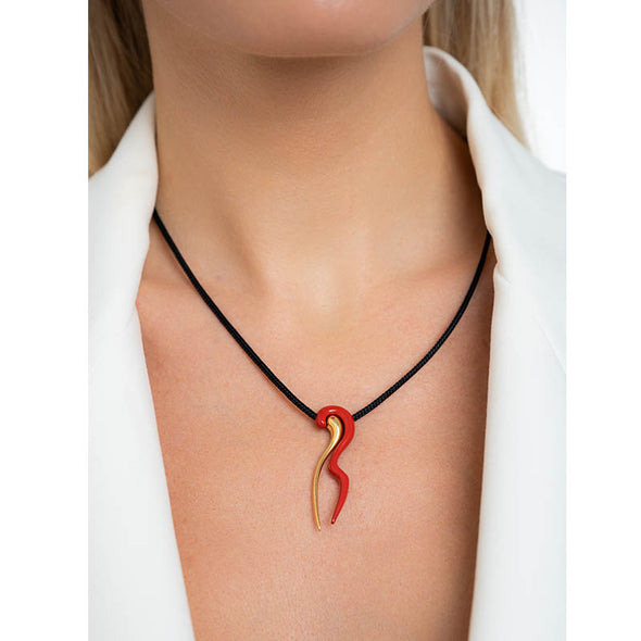 FLOW Charm in Brass plated in 18k Gold & Red Metal
