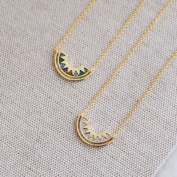 Half Moon Color Sterling Silver Pendant plated in 18K Gold