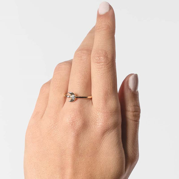 Moon Sterling Silver Ring plated in 18K Gold