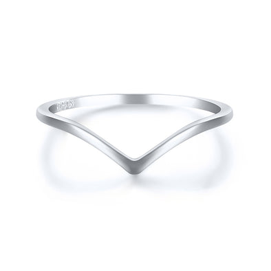 Triangle Curve Sterling Silver Ring plated in Rhodium