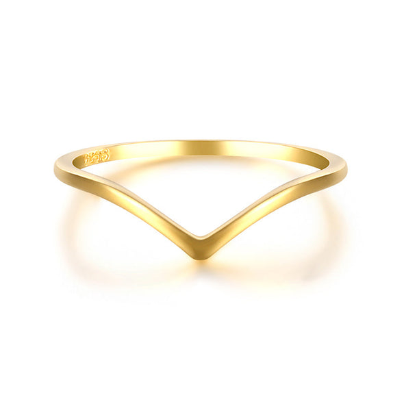 Triangle Curve Sterling Silver Ring plated in 18K Gold