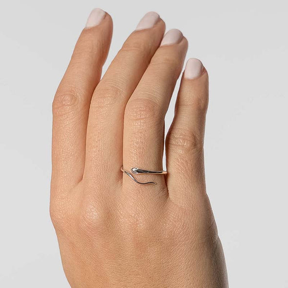 Petite Snake Sterling Silver Ring plated in Rhodium
