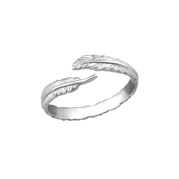 Leaf Sterling Silver Ring plated in Rhodium