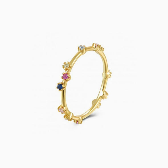 Colorful Sterling Silver Ring plated in 18K Gold