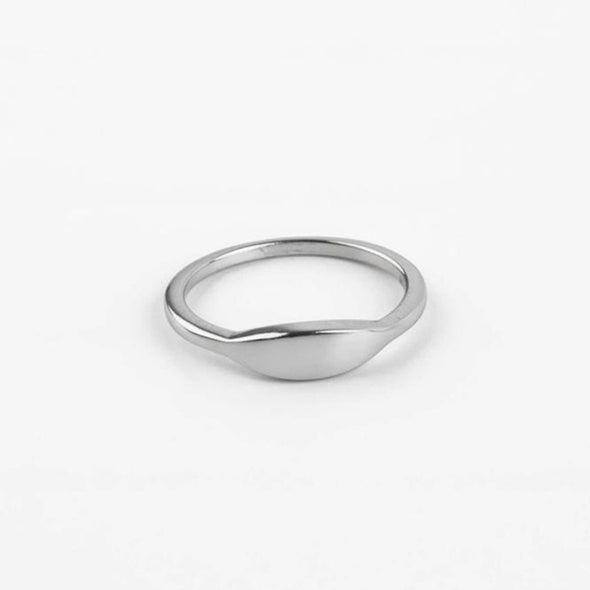 Plain 1 Sterling Silver Ring plated in Rhodium