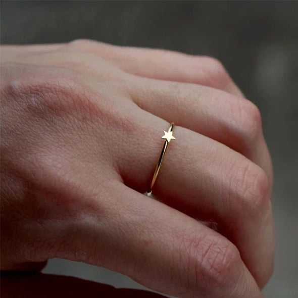 Petite Star Sterling Silver Ring plated in 18K Gold