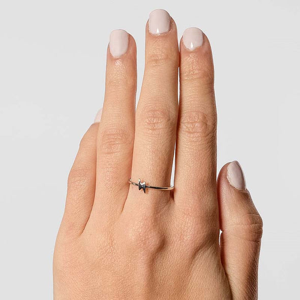 Petite Thunder Sterling Silver Ring plated in Rhodium