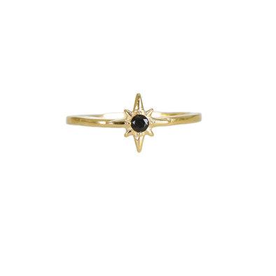 Black Star Sterling Silver Ring  plated in 18K Gold