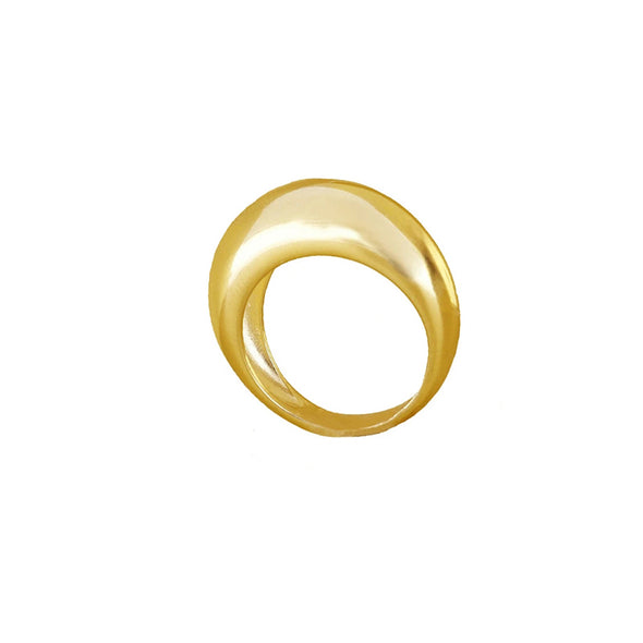 Curved 1 Sterling Silver Ring plated in 18K Gold