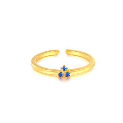 Claire Sterling Silver Ring plated in 18K Gold with Blue Stones