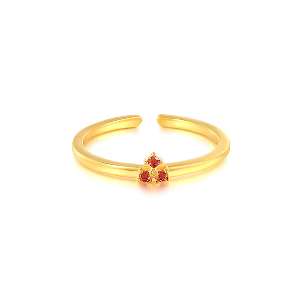 Claire Sterling Silver Ring plated in 18K Gold with Red Stones