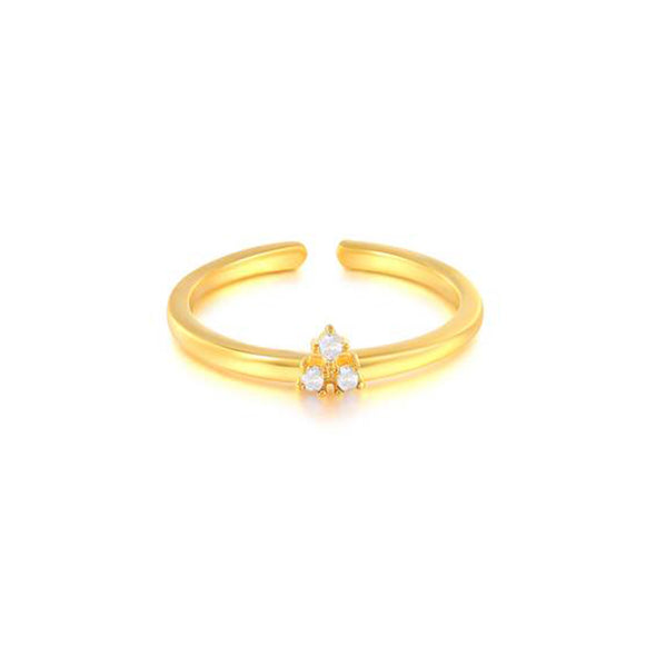 Claire Sterling Silver Ring plated in 18K Gold with White Stones