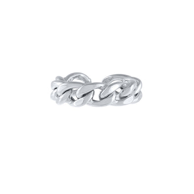 Open Chain Sterling Silver Ring plated in Rhodium