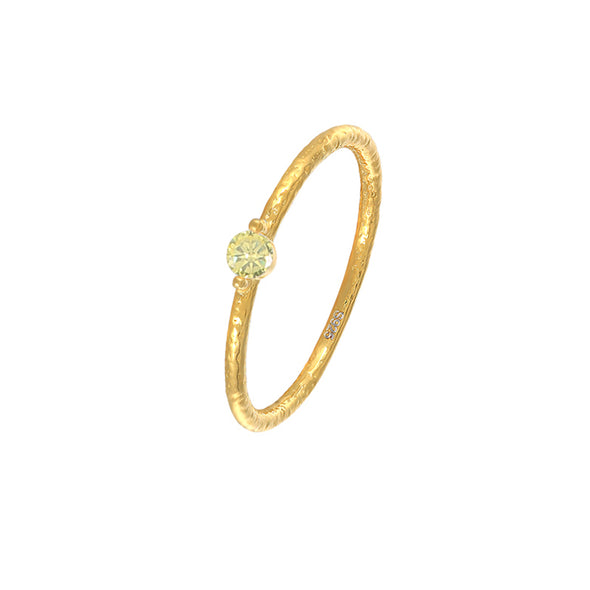 Single Yellow Stone Sterling Silver Ring plated in 18K Gold