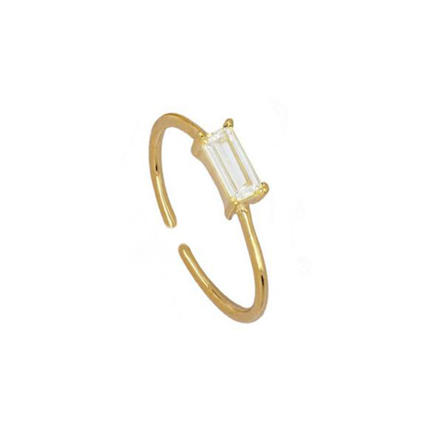 Open Baguette Sterling Silver Ring plated in 18K Gold