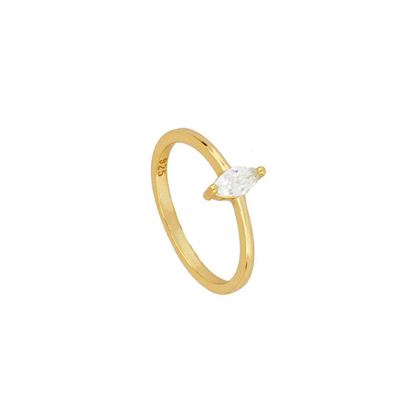 Δαχτυλίδι Navette σε Ασήμι 925 με επιμετάλλωση σε Χρυσό 18Κ