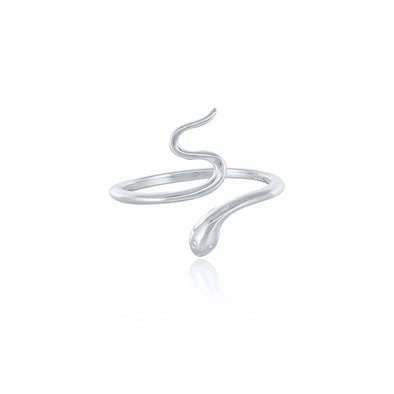 The Snake Sterling Silver Ring plated in Rhodium