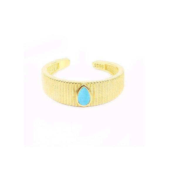 Saint-Martin Sterling Silver Ring plated in 18K Gold with Turquoise Stone