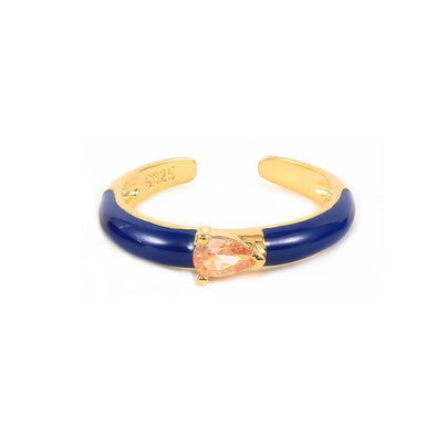 Δαχτυλίδι Samantha σε Ασήμι 925 με επιμετάλλωση σε Χρυσό 18Κ και Μπλε Σμάλτο