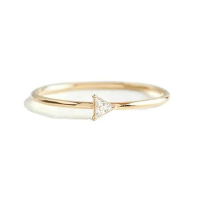 Triangle Stone Sterling Silver Ring plated in 18K Gold