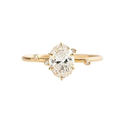 Oval Solitaire Sterling Silver Ring plated in 18K Gold