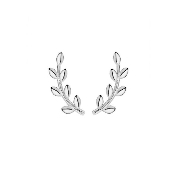 Leaves Sterling Silver Earrings plated in Rhodium