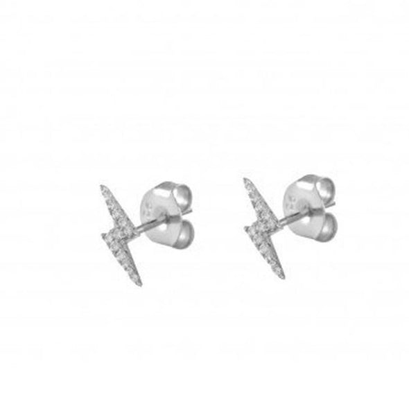 Thunder Stone Sterling Silver Earrings plated in Rhodium