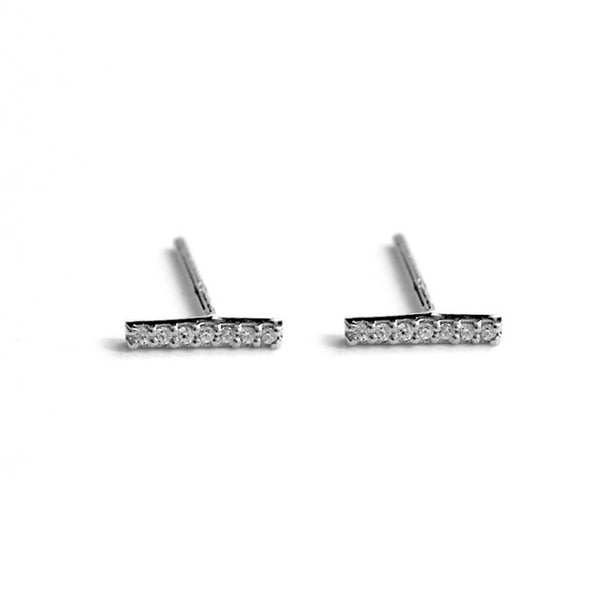 Small Line Sterling Silver Earrings plated in Rhodium