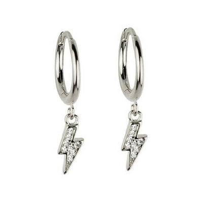 Thunder Hoops Sterling Silver Earrings plated in Rhodium