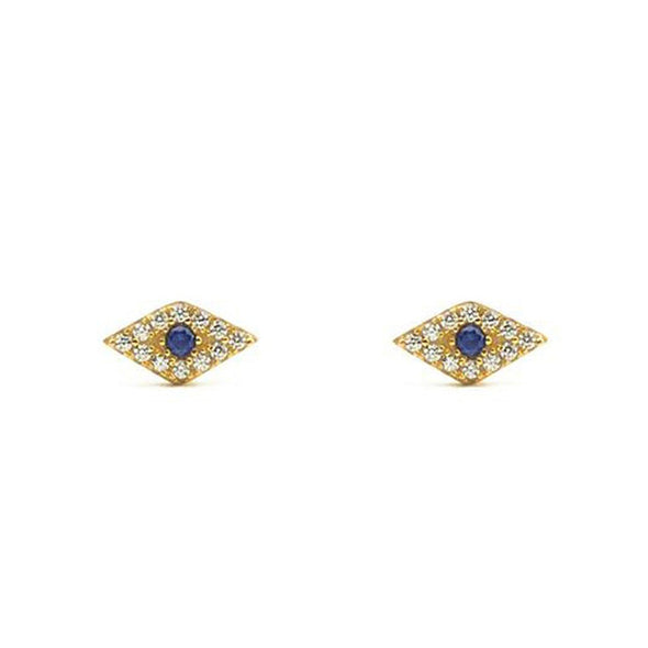 Small Eyes Sterling Silver Earrings plated in 18K Gold