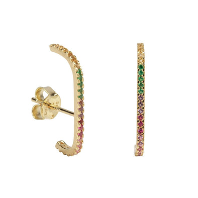 Multicolor Sterling Silver Earrings plated in 18K Gold