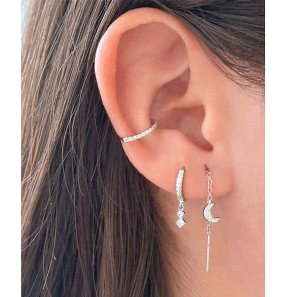 Adele  Sterling Silver Ear Cuff plated in Rhodium