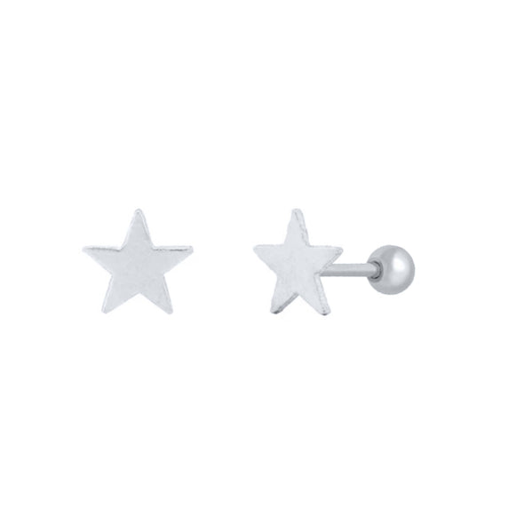 Petite Stars Sterling Silver Earrings plated in Rhodium
