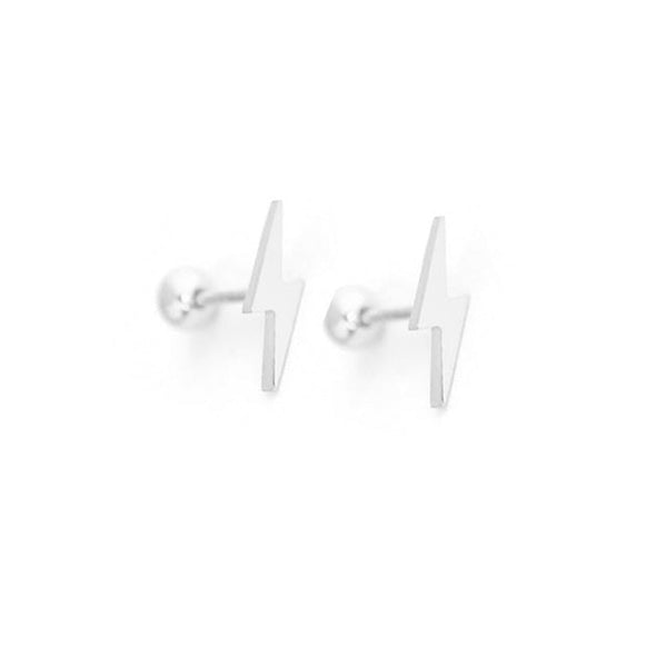 Petite Thunder Sterling Silver Earrings plated in Rhodium