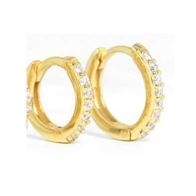 Small Hoop Stone Sterling Silver Earrings plated in 18K Gold