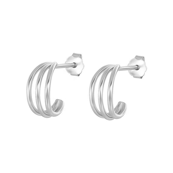 Gaia Sterling Silver Earrings plated in Rhodium