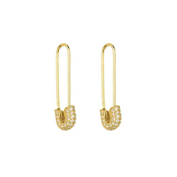 Safety Pin Sterling Silver Earrings plated in 18K Gold