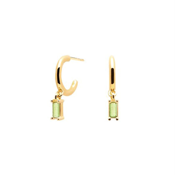 Alaia Sterling Silver Earrings plated in 18K with Green Stones