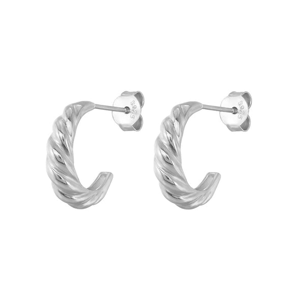Croissant Sterling Silver Earrings plated in Rhodium