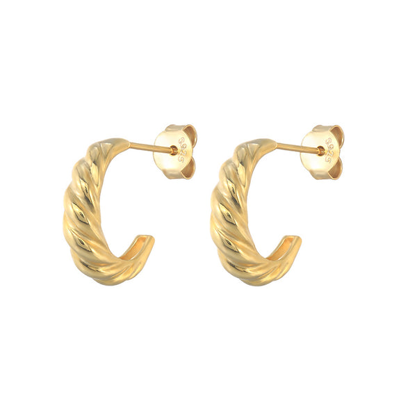 Croissant Sterling Silver Earrings plated in 18K Gold