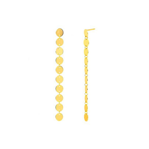 Little Coin Chain Sterling Silver Earrings plated in 18K Gold