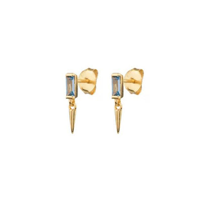 Sassa Sterling Silver Earrings plated in 18K Gold with Blue Stones