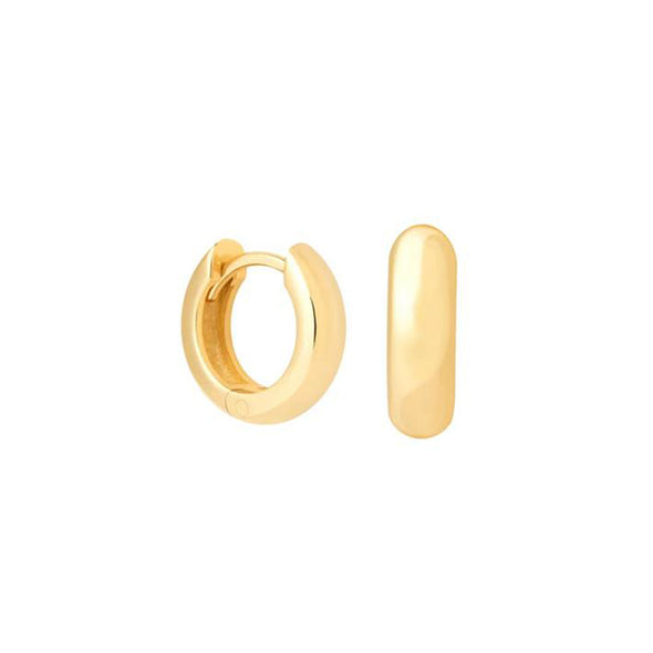 Small & Thick Hoops Sterling Silver Earrings plated in 18K Gold