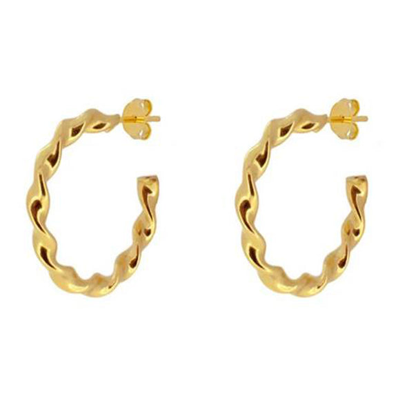 Twisted Hoop Sterling Silver Earrings plated in 18K Gold