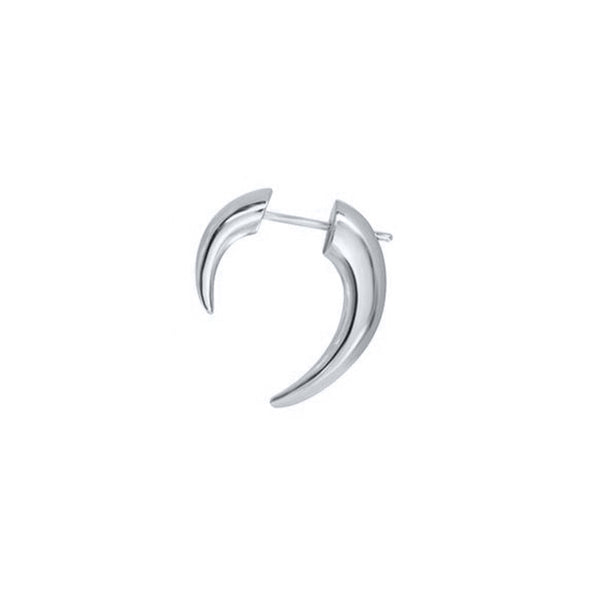 Petite Nail Single Sterling Silver Earring plated in Rhodium