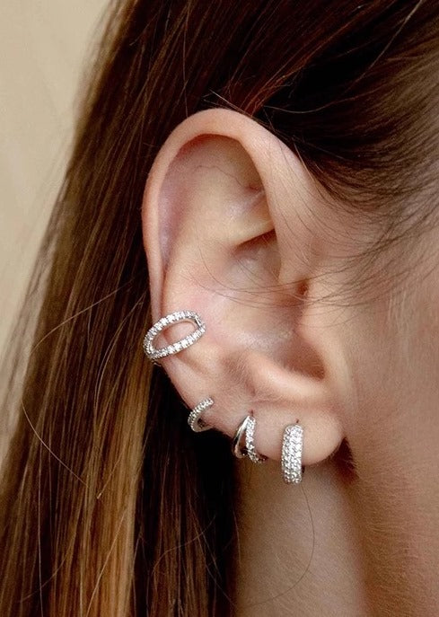 Tangier Sterling Silver Hoop Earrings plated in Rhodium