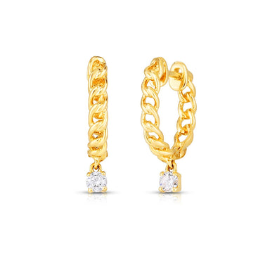 Chain Stone Sterling Silver Earrings plated in 18K Gold